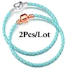 Charm Bracelets 2Pcs/Lot Luxury Jewelry Leather Chain Fit DIY Beads Bracelet Pulsera Bijoux For Women Men Girl Gift Drop