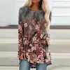 Blouses Femmes Femmes Lâche Sweats à manches longues Tops Casual Oversize O Cou Pull Blusas Vintage Automne Imprimer Motif Chemises et