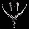 Collana Orecchini Set Arrivo Fata Goccia d'acqua Cubic Zirconia Set da sposa per le donne Bijoux Mariage CZL-6104