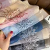 Scarves 2023 Silk Wool Women Scarf Embroidery Shawl Wraps Foulard Female Hijab Bandana Lady Flowers Beach Stoles