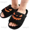 Pantoufles Femmes Halloween citrouille pantoufles doux en peluche bascule maison chaussures d'intérieur chaud maison pantoufles hiver femme fourrure diapositives filles cadeau T231024