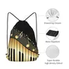 Sacos de compras Bling Music Note Piano Impresso Cordão Mochila Homens Gym Workout Fitness Sports Bag Bundled Yoga para Mulheres