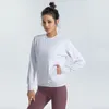 Aktiva skjortor med logotyp Lu Women's Sports Long Sleeve Fitness Shirt Wide Truffle Navelical Top Yoga T-Shirt sportkläder