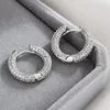 Hoop Earrings Anziw Original 925 Silver Sterling Hoops Luxury Jewelry 1.3mm Round Moissanite Diamond For Women Wedding Party