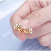 Cluster Anelli Fanqieliu Colore oro Lusso S925 Timbro Rosa Opale Anello zircone per donna Gioielli Ragazza Regalo Trendy FQL21009