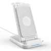 Z3 Portable 15W Wireless Charger Multifunctional 3-in-1 Folding Vertical Headset Charging Stand for Apple Watch - White