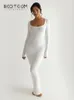 Grundläggande avslappnade klänningar Bodycon Womens Long Dress Square Collar Full Sleeve Autumn Winter Elegant Party Evening Maxi For Women 231024