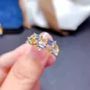 クラスターリング3mm 5mmエメラルドカットナチュラルアクアマリンリングパーティーデザインスタイル925シルバーギフトウーマン