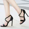 High Sandals Women's Shoes Heel Gladiator 35-46 Overdized Women Lady Sexy Transparent Heels Summer Brand 566 S