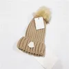 Top Designer Winter Knitted Beanie Woolen Hat Women Chunky Knit Thick Warm faux fur pom Beanies Hats Female Bonnet Beanie Caps 11 colors High quality DG4