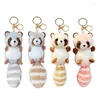 Keychains Big Tailed Plush Raccoon Charm Keychain Soft Stuffed Ornament Keyring Lovely Pendants For Purse Bag Backpack Handbag