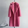 Dames Bont Nepbont Winterjas Dames Lange Kasjmier Jas Wol Geweven Stof Dikke Warme Bovenkleding Oversize Mode Street chic Teddybeerjassen 231024