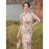 Etniska kläder Cheongsam 2023 High-End Retro Temperament Dress Autumn Daily Long Sleeve Young Women.