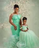 Charmant vert enfants robes formelles bijou cou perle volants petites filles robe de fête d'anniversaire Tulle balle enfant robe de communion 326 326