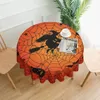 1pc, Polyester Tablecloth, Pumpkin Castle Ghost Round Table Cloth, Embossed Edge, Halloween Theme Pumpkin Ghost Printed Tablecover, Stain Resistant, Waterproof,