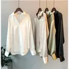 Women's Polos Spring SATIN Long Sleeve Blouse Button Up Shirt Women Summer 2023 Female Elegant Ladies Tops High Quality Office Lady Silk