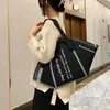 Evening Bags Fashion Women Large Mask Shopping Bag Canvas Shoulder Home Storage Luxury Handbag Tote Women's Black White