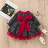 Vestidos da menina da criança vestido de festa de natal 12 meses bebê primeiro aniversário princesa tutu vestido infantil xadrez tule arco ano traje