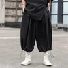 Pantaloni da uomo Gamba larga Pantaloni da uomo con coulisse Nove punti Orlo stile nero Casual Design originale Grande Ropa Homme