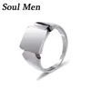 Band Rings Soul Men Steel Rings For Men Manlig Signet Bredringar Hand av Mirror Polished Geometric Simple Square Jewelry Anillos 231023