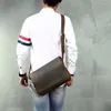 Kolejki retro oryginalne skórzane mężczyźni laptopa torba na ramiona torby biurowe Brown Male Portfolio Case Messenger