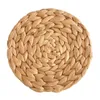 Tapis de table 1pc napperons tissés à la main en paille pour manger en osier rond naturel ferme lieu résistant à la chaleur