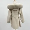 Trench da donna Giacca in cashmere Giacca da donna fatta a mano in pelliccia con collo in pelliccia Cappotto in lana invernale casual 231023