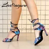 Tanzschuhe Ladingwu Salsa Frau Mädchen Einfacher Stil Moderne Blumen Denim Latin Dance Schuhe Weichen Boden Ballroom Dance Schuhe 231024