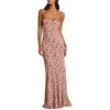 Casual Dresses Women Spaghetti Straps Floral Maxi Dress Sleeveless Backless Slit Bodycon Sexy Slim Fit Slip Long