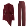 Kvinnors tvådelade byxor 2 -bitar för kvinnor Bow Vacation Outfits Red Women's Clothing Set Luxury Prom Suit 231024