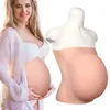 Catsuit-kostuums Realistisch Nep Zwangerschap Buik Baby Bump Siliconen Prothetiek Buik Crossdresser Cosplay