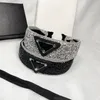 Luxury Designer Wide Edge Headbands Triangle Mark Brand Letter Hairband Famous Women High Quality Inlaid Full Crystal Headband Black White Headwear HairJewelry