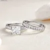 Anillos de boda Newshe 2 piezas Conjunto de anillos de boda clásicos para mujeres 7 * 7 mm Corte princesa AAAAA Zircon 925 Anillo de compromiso de plata esterlina Joyería Q231024