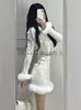 Robe de deux pièces blanc doux Kawaii ensemble femmes mode coréenne fête mini jupe femme vintage élégant costume mince 2023 automne 231023