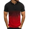 رجال Polos 2023 العلامة التجارية T-Shirt 3D Digital Print Bradient Loll Lapel Men Polo Tees Shirt Shirt Seledived Man Derts