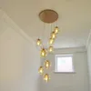 Nordic Personality Glass Stairs Pendant Lights Rotating Staircase Modern Minimalist Apartment Stair LED Restaurant Pendants Lamp