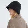 Baretten Effen Wol Vissershoed Retro Gebreide Panama Cap Herfst Winter Meisjes Hoge Schedel Motorkap Koreaanse Mode Eenvoudige Vrouwen Emmer hoeden