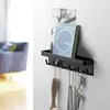 Hangers Key Ring Wall Keychain With Shelf Tray And 6 Self-Adhesive Hooks Bar For Office Bathroom Durable