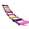 Outros suprimentos de pássaros Linda escada multi-cor ponte budgie papagaio escalada mordida trança de madeira brinquedo periquito balanço pendurado