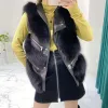 Hot Sale Fashion 50 cm Längd Girl's Real Fox Fur Vest Women's Casual Classic Natural Fox Fur