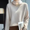 Pulls de luxe à col haut pour femmes, couleur unie, ample, tricoté, basique, en laine mérinos et cachemire, automne/hiver, S-XXL