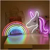 Other Event Party Supplies Acrylic Usb Led Neon Night Light Colorf Sign Wall Hanging Lamp For Home Holiday Wedding Decoration Xmas Dhz9G