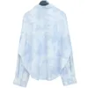 Kvinnors blusar Megeara Fashion Tie Dye Blue Women Autumn Cloth Fit Crop Tops Kvinnlig långärmad