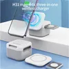 H31 15W 3-i-1 Magnetic Wireless Charger Multi-Function Mobiltelefonladdningsstation för headset, Smart Watch