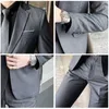 Mens Suits Blazers 부티크 단색 캐주얼 사무실 사업복 3 및 2 조각 세트 신랑 웨딩 드레스 블레이저 양복 조끼 바지 231023