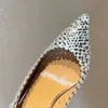 Aquazzura Slingback Stiletto sukienka sukienka Rhinestone pusta skórzana podeszwa zewnętrzna spiczaste palce u stóp damski