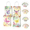 Present Wrap BD078 12st Sweet Girl Spring Butterfly Flowers Birthday Packing Paper Tote Handle Baby Shower S