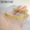 Jelly DOREMI Initial Letter Cuff Open Bangle Personalization Adjustable Size Name Gold Plated Non Fade Stainless Steel Gift Jewelry 231023