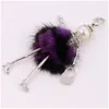 Keychains Trendy Fur Keychain For Women Fashion Jewelry Female Key Ring Chain Cute Fluffy Keyring