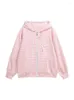 Kvinnors jackor qweek japansk y2k söt rosa jacka kvinnor harajuku kawaii rutig zip upp hoodie överdimensionerad lolita flickig koreansk huva